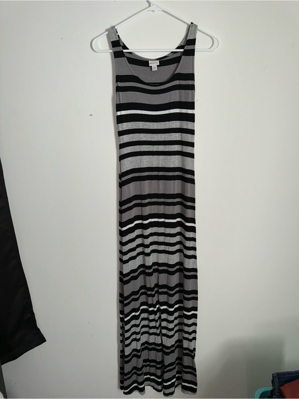 Merona Black and Gray Striped Tank Maxi Dress